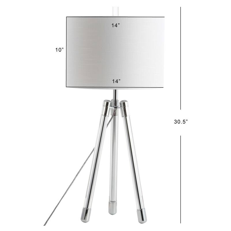 Wyman 30.5" Surveyor's Tripod Crystal/Metal LED Table Lamp, Chrome/Clear by JONATHAN Y On Sale